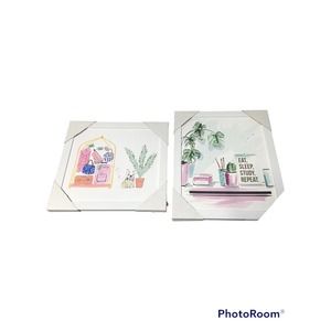 School Dorm Wall Decor - Set of 2 - New - Puppy & Plants